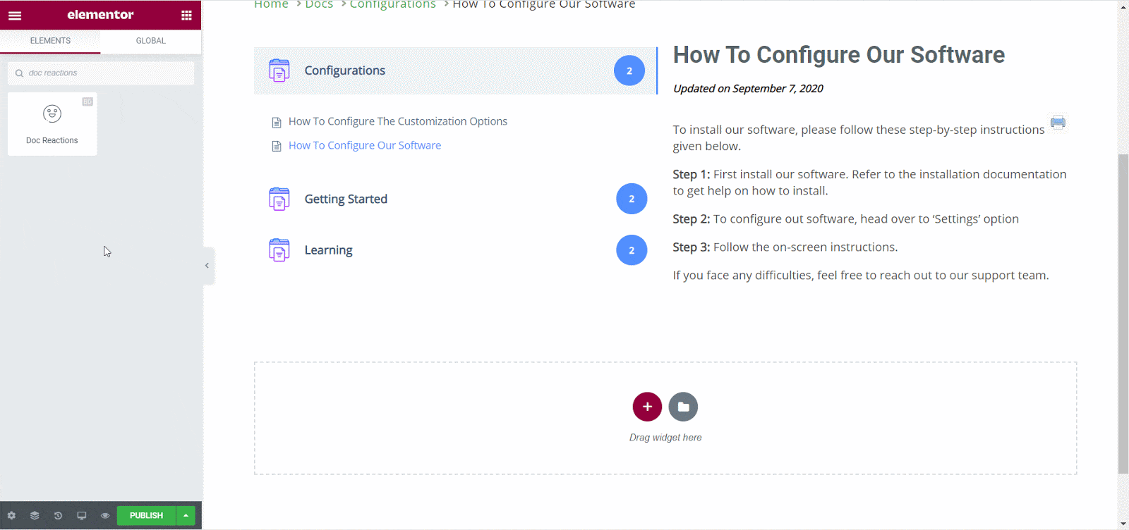 Single Doc In Elementor