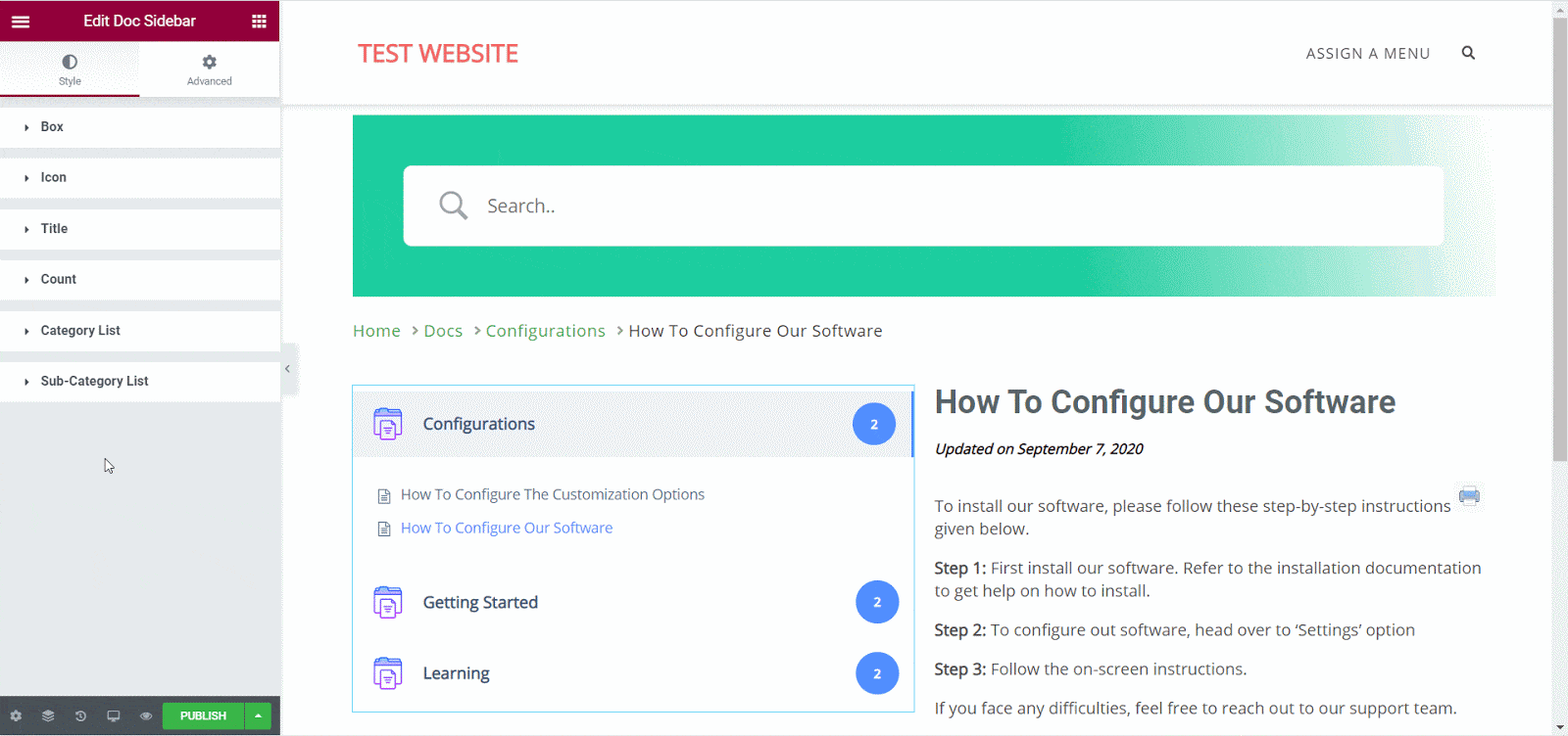 Single Doc In Elementor