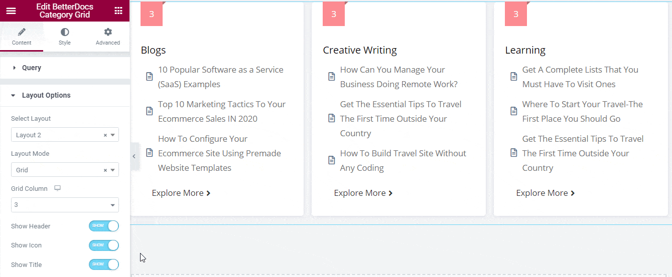 How to Configure & Style BetterDocs Category Grid In Elementor? 6 BetterDocs Category Grid