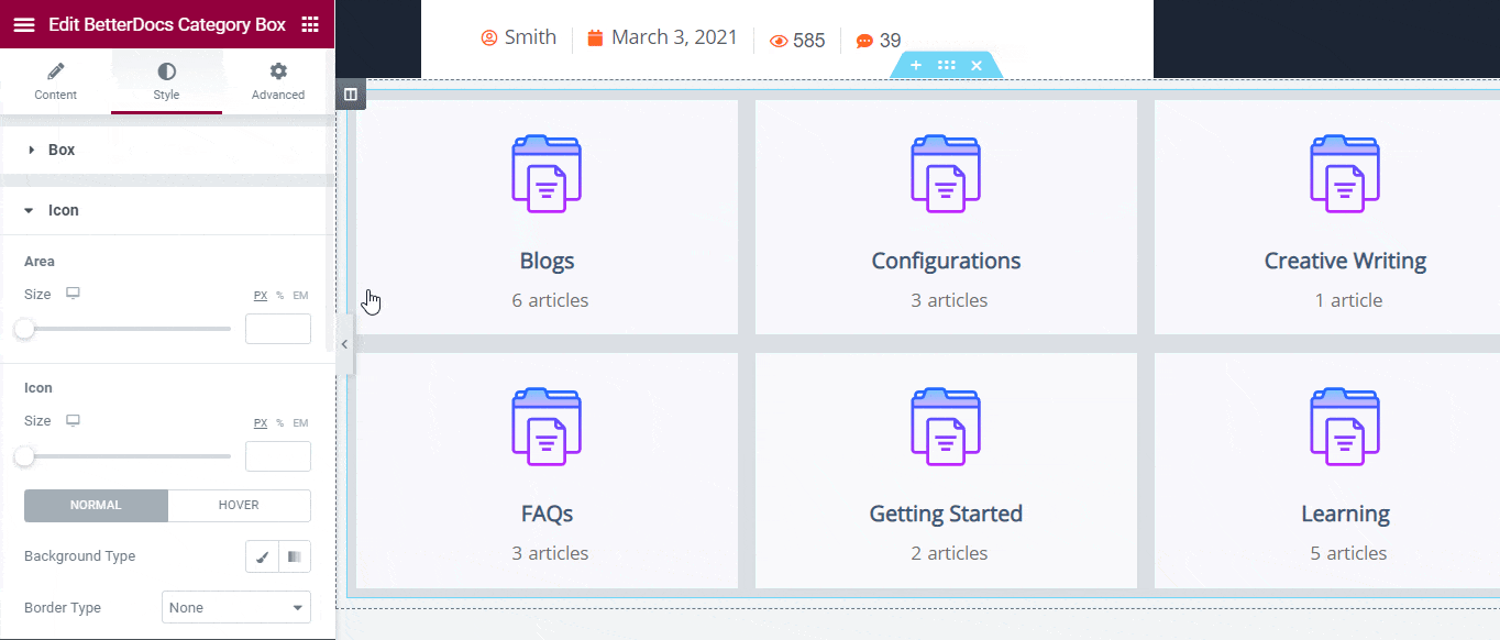How To Configure & Style BetterDocs Category Box In Elementor? 6 BetterDocs Category Box