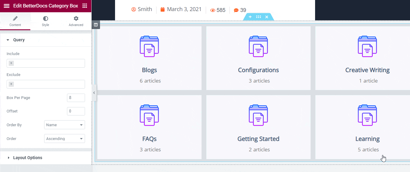 How To Configure & Style BetterDocs Category Box In Elementor? 2 BetterDocs Category Box