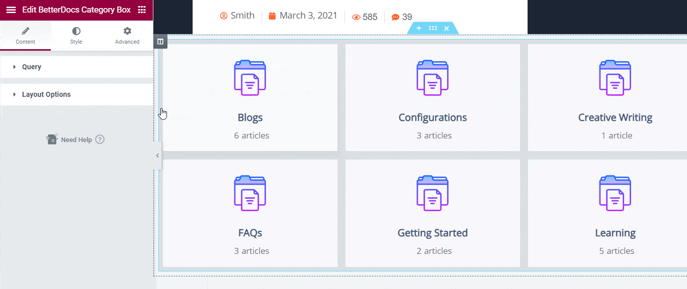 How To Configure & Style BetterDocs Category Box In Elementor? 3 BetterDocs Category Box