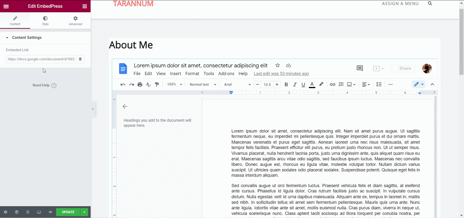 Embed Google Docs
