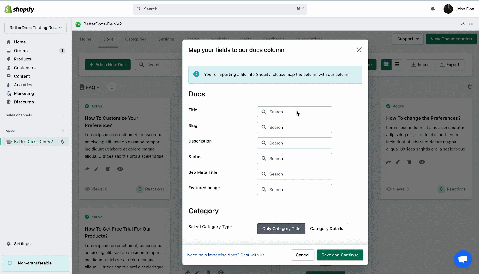 Introducing NEW Documentation Import-Export Feature With BetterDocs For Shopify 2 documentation import-export