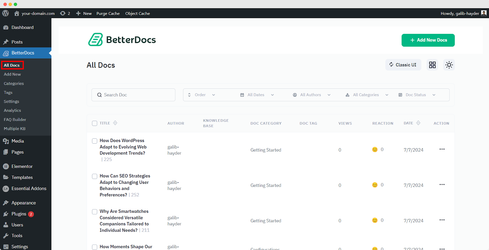 How To Manage Documentation With BetterDocs Advanced List View 1 Advanced List View