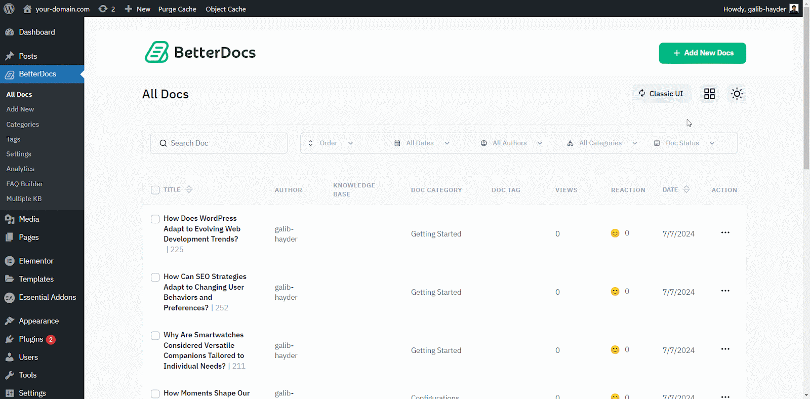 How To Manage Documentation With BetterDocs Advanced List View 3 Advanced List View