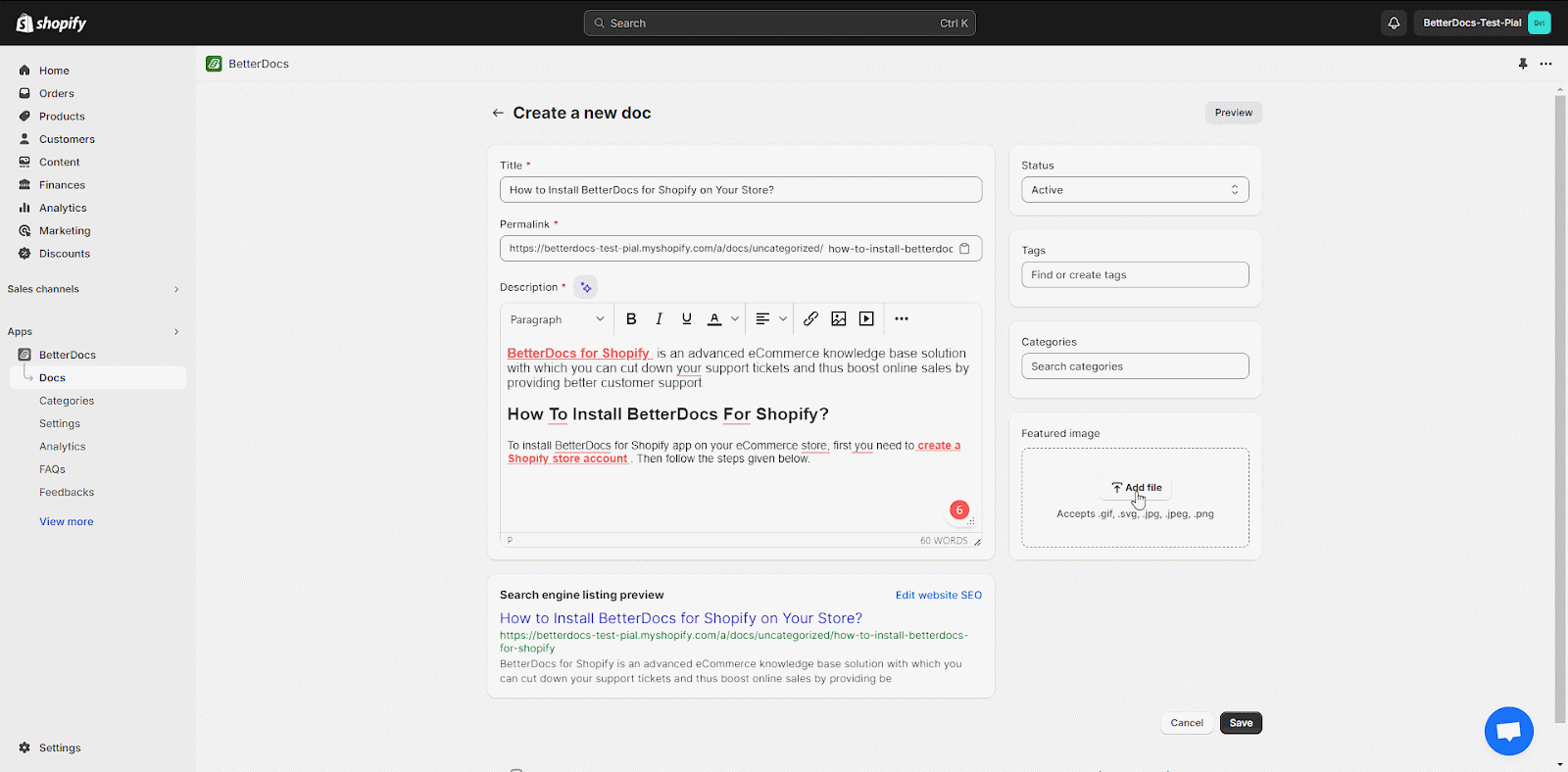 How To Easily Add New Documentation In Shopify With BetterDocs? 5 Add New Documentation In Shopify With BetterDocs