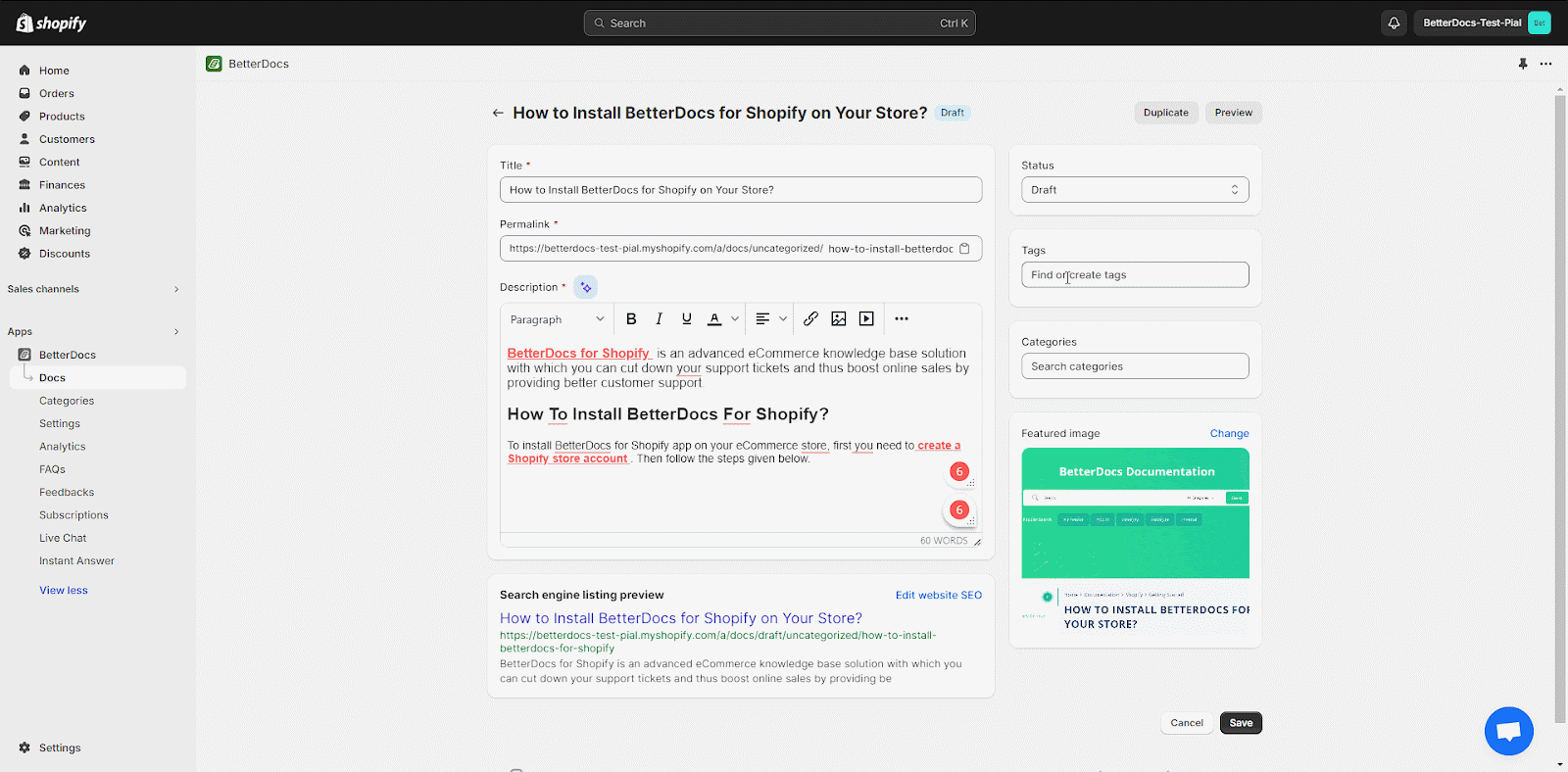 How To Easily Add New Documentation In Shopify With BetterDocs? 6 Add New Documentation In Shopify With BetterDocs