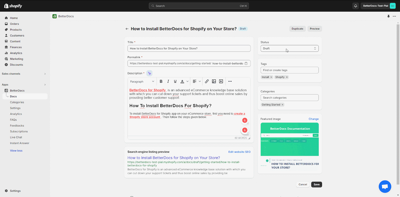 How To Easily Add New Documentation In Shopify With BetterDocs? 7 Add New Documentation In Shopify With BetterDocs