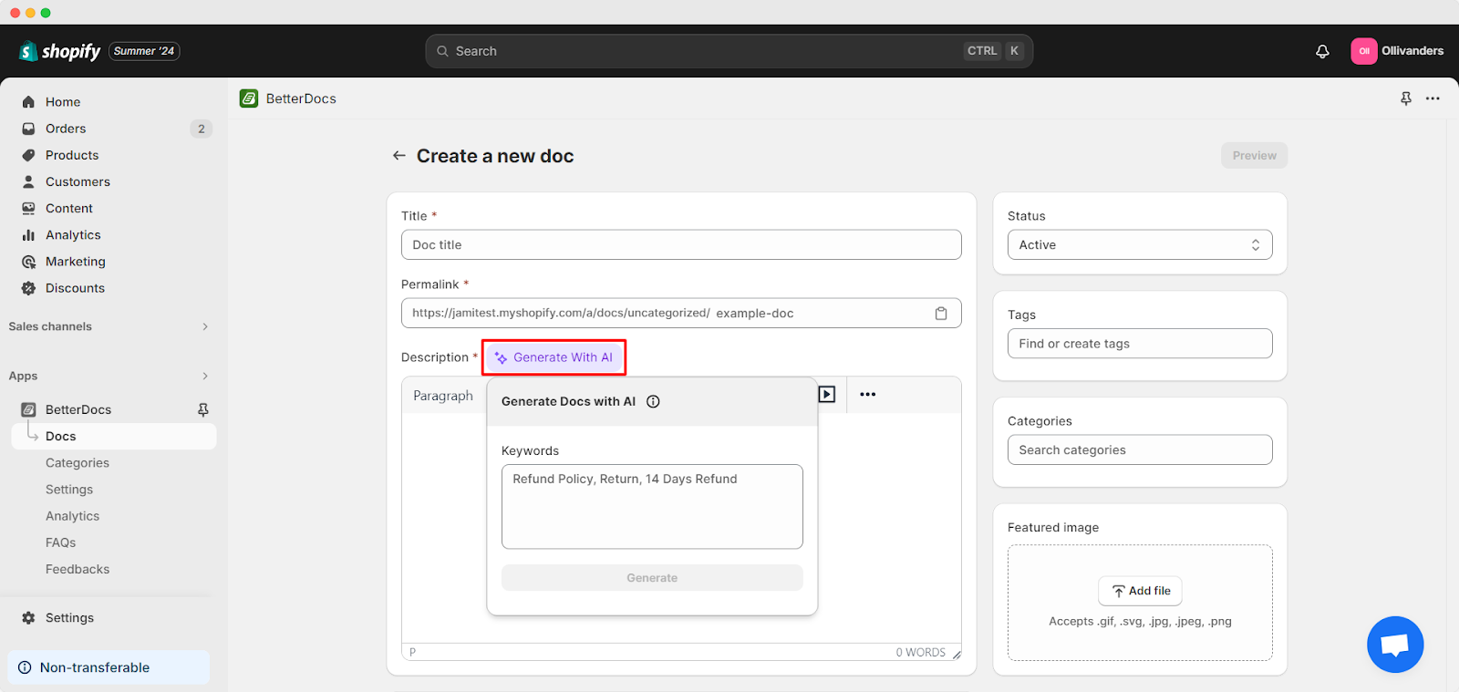 How To Use BetterDocs Magic AI Autowrite Feature To Write Documentation On Shopify? 6 How To Use BetterDocs Magic AI Autowrite Feature