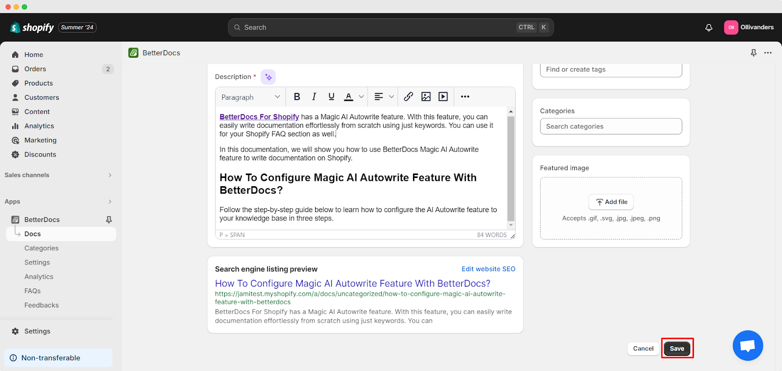 How To Use BetterDocs Magic AI Autowrite Feature To Write Documentation On Shopify? 7 How To Use BetterDocs Magic AI Autowrite Feature