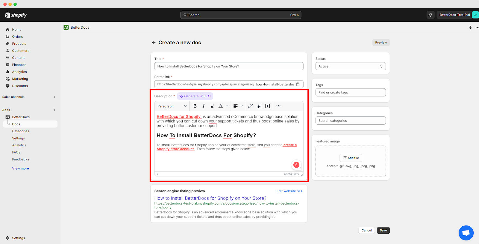 How To Easily Add New Documentation In Shopify With BetterDocs? 4 Add New Documentation In Shopify With BetterDocs
