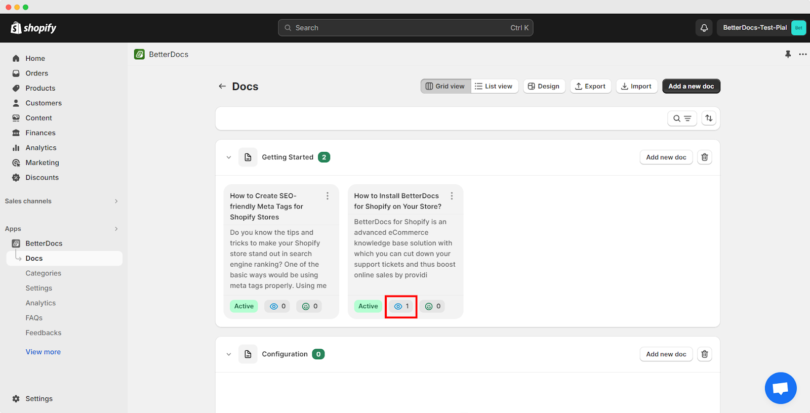 How To Check Reactions And View Counts For Individual Docs With BetterDocs For Shopify 1 Check Reactions And View Counts